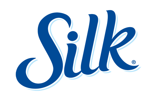 The image shows the Silk logo. The word "Silk" is written in a stylized blue cursive font with a slight white outline, on a plain white background.