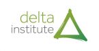 Delta Institute logo featuring the words "delta institute" in green and gray, with a stylized green delta (triangle) symbol to the right.