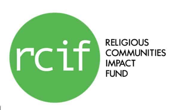 Logo for the Religious Communities Impact Fund. The acronym "rcif" is in lowercase white letters inside a large green circle, with the full name in black text to the right of the circle.