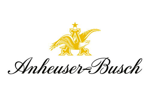 Anheuser-Busch logo featuring a gold eagle flying through a large letter "A" with a star above, and "Anheuser-Busch" written below in elegant black script.